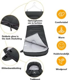 HikeMeister Mummy Slaapzak 1600 Gram - Kamperen - Zwart - Ca. 220 X 80 Cm - Met Binnenzak - Comfortzone: 0-15 Graden - Draagtas 7 HikeMeister Mummy Slaapzak 1600 Gram - Kamperen - Zwart - Ca. 220 X 80 Cm - Met Binnenzak - Comfortzone: 0-15 Graden - Draagtas -Buitenkampeer Winkel 1051x1200 2