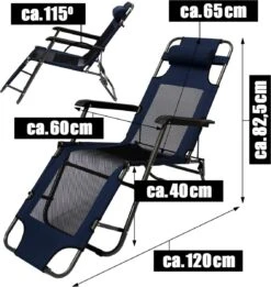 Ligstoel 155x60cm - Opvouwbaar Campingstoel Ligbed Strandstoel Tuinstoel Vouwligstoel Blauw -Buitenkampeer Winkel 1134x1200
