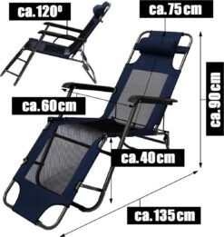 Ligstoel 180x60cm - Opvouwbaar Campingstoel Ligbed Strandstoel Tuinstoel Vouwligstoel Blauw -Buitenkampeer Winkel 1135x1200