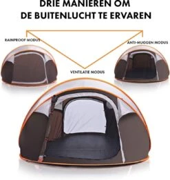 Fly Lab Luxe Pop Up Tent - Kampeer Tent - Grijs/Oranje - 4 Persoons -Buitenkampeer Winkel 1136x1200 1
