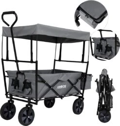 AREBOS Handwagen Vouwbare Dak Handwagen Vouwbare Trolley Uitrustingswagen Grijs -Buitenkampeer Winkel 1146x1200 2