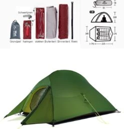 Cloud Up 3 Upgraded - Naturehike® - Tent 3 Persoons - Lichtgewicht Tent - Incl. Grondzeil - 20D 4000MM - Outdoor Kampeertent - Waterdicht - Hiking & Wandelen -Buitenkampeer Winkel 1147x1200 1