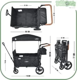 FableKids LEO X4Lite Opvouwbare Handkar Met Dak Onyx Zwart -Buitenkampeer Winkel 1159x1200 3