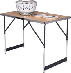 Kamyra® Campingtafel Inklapbaar - Kampeertafel, Partytafel - Opvouwbaar, Lichtgewicht & In Hoogte Verstelbaar - Aluminium/Hout -Buitenkampeer Winkel 1169x1200
