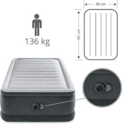 Intex Luchtbed - 1-Persoons - 99 X 191 X 46 Cm - Grijs - Met Ingebouwde Pomp, Hoeslaken Wit En Reparatieset -Buitenkampeer Winkel 1177x1200 5