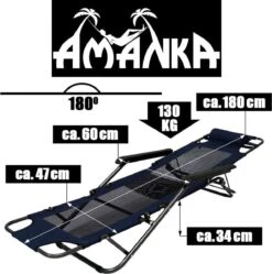 Ligstoel 180x60cm - Opvouwbaar Campingstoel Ligbed Strandstoel Tuinstoel Vouwligstoel Blauw -Buitenkampeer Winkel 1190x1200 2