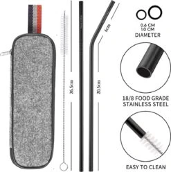 House Of Husk Reisbestek - Reis Bestekset - Chopsticks - Metalen Rietjes Met Borstel - Lepel - Vaatwasserbestendig - RVS - 7 Delig - Zwart -Buitenkampeer Winkel 1193x1200 6