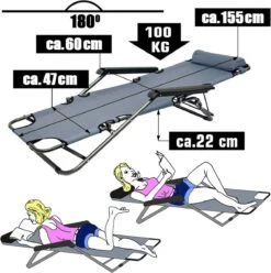 Ligstoel Opvouwbaar 155x60cm - Lichte Ligbed Relaxstoel Tuinstoel Campingstoel Strandstoel -Buitenkampeer Winkel 1196x1200