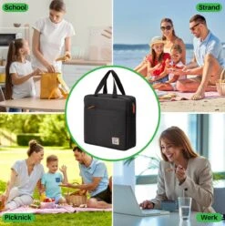 Brisby 4 Laags Geïsoleerde Koeltas - Lunchtas 7 Liter - Zwart -Buitenkampeer Winkel 1197x1200