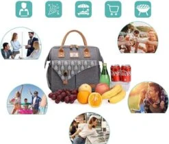 HN® Lunchtas Grijs Pijlen, Geïsoleerde Koeltas, Lekvrij, Extra Grote Opening Voor De Lunch Box, 25×16,5×26cm Design Heren En Dames -Buitenkampeer Winkel 1200x1022