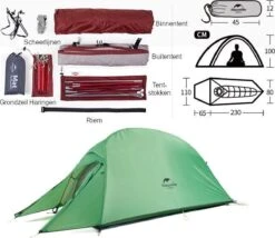 Cloud Up 1 Upgraded - Naturehike® - 1 Persoons Tent - Lichtgewicht Tent - Incl. Grondzeil - 210T 3000mm - Outdoor - Waterdicht - Hiking & Wandelen -Buitenkampeer Winkel 1200x1038 2