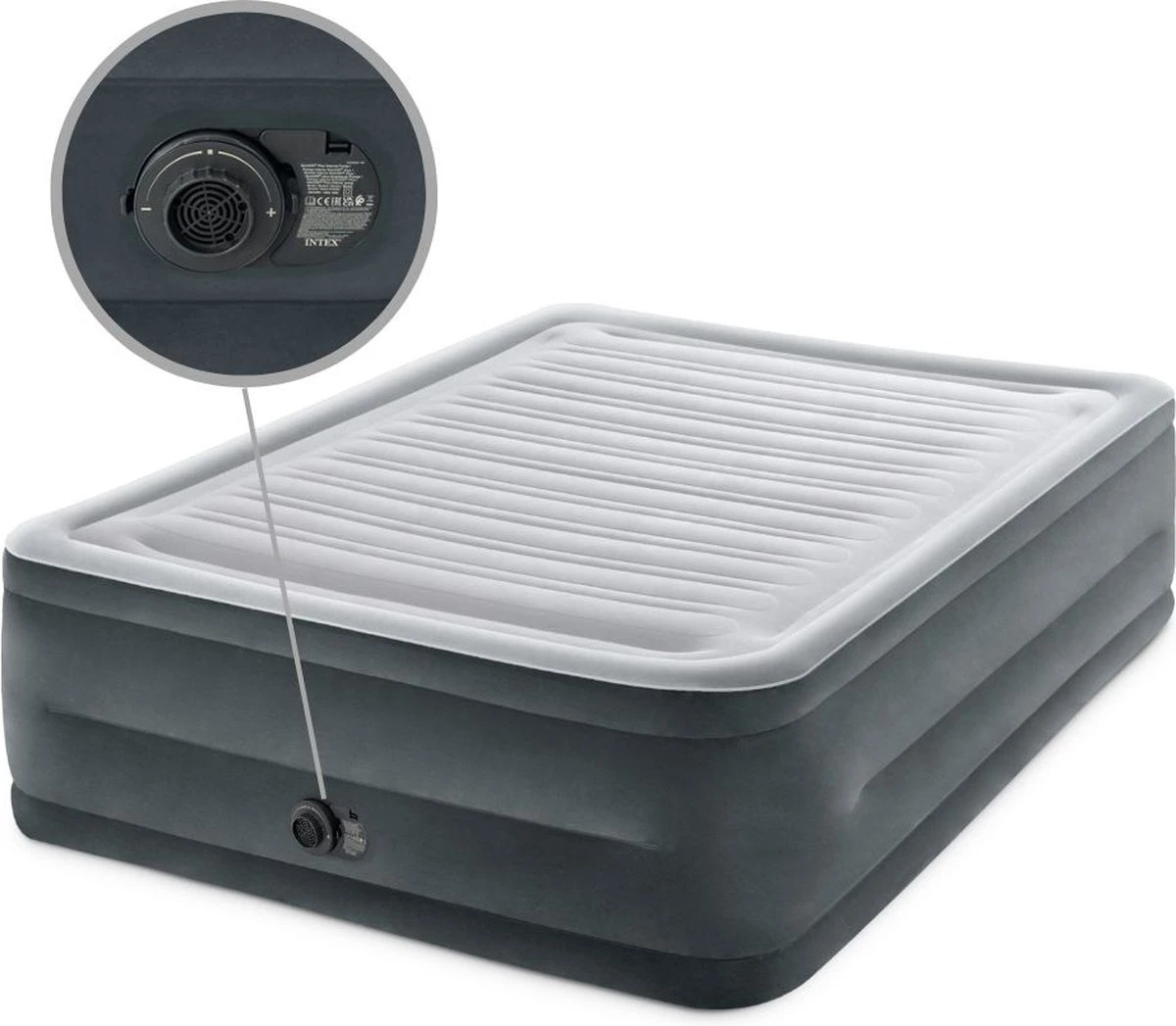 Intex Luchtbed - 2-Persoons - 152 X 203 X 33 Cm - Grijs - Met Ingebouwde Pomp, Hoeslaken Wit En Reparatieset 9 Intex Luchtbed - 2-Persoons - 152 X 203 X 33 Cm - Grijs - Met Ingebouwde Pomp, Hoeslaken Wit En Reparatieset - Afbeelding 9