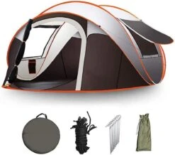 Fly Lab Luxe Pop Up Tent - Kampeer Tent - Grijs/Oranje - 4 Persoons -Buitenkampeer Winkel 1200x1059 3