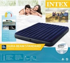 Intex Luchtbedset Intex Luchtbed - 2-Persoons - 183 X 203 X 25 Cm - Blauw + Intex Elektrische Pomp - 650 Liter/min + Hoeslaken Wit + Reparatieset -Buitenkampeer Winkel 1200x1084 5