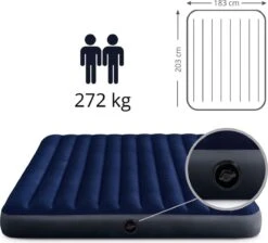 Intex Luchtbedset Intex Luchtbed - 2-Persoons - 183 X 203 X 25 Cm - Blauw + Intex Elektrische Pomp - 650 Liter/min + Hoeslaken Wit + Reparatieset -Buitenkampeer Winkel 1200x1089 1
