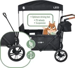 FableKids LEO X4Lite Opvouwbare Handkar Met Dak Onyx Zwart -Buitenkampeer Winkel 1200x1089 2