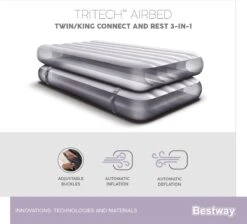 Bestway 3-in-1 Luchtbed - Connect - Zwart - 188x99cm - PVC/Polyester - Single, Double Single En Twin Opblaasbed - Tritech Materiaal - I-Beam Constructie -Buitenkampeer Winkel 1200x1090 4