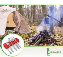 Roestvrij Staal Bestek (kampeerset) – Draagbare Reislepels, -vork En -mes Voor Festivals, Camping Of Trektochten - Wordt Geleverd Met Een Neopreen Draagtasje Met Een Lichtgewicht Flesopener -Buitenkampeer Winkel 1200x1100 4