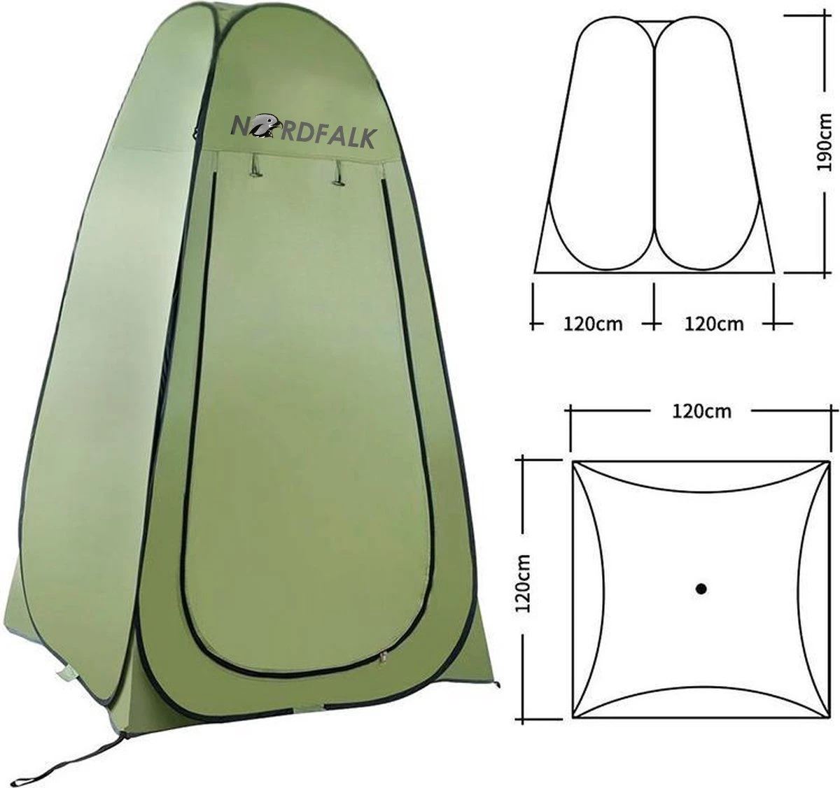 NordFalk Douchetent Pop-up 190 Cm - Camping Douche - Omkleedtent - Incl. Tentharingen En Draagtas - Groen 2 NordFalk Douchetent Pop-up 190 Cm - Camping Douche - Omkleedtent - Incl. Tentharingen En Draagtas - Groen - Afbeelding 2
