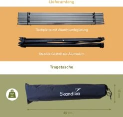 Skandika Ruka S Kleine Campingtafel – Campingtafels - Aluminium Campingtafel, Opvouwbaar, Zeer Licht, Eenvoudig Te Monteren, Stabiele Standaard - Opvouwtafel Voor Kamperen, Tenten Wandelen, Reizen, Thuis, Tuin – Tot Max. 20 Kg. - Grijs -Buitenkampeer Winkel 1200x1143