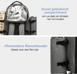 Kono Koeltas - Koelrugzak - Picknick - Picknicktas Met Flessenhouder - Koelrugtas Met Picknickkleed - Grijs (E6915 GY) 11 Kono Koeltas - Koelrugzak - Picknick - Picknicktas Met Flessenhouder - Koelrugtas Met Picknickkleed - Grijs (E6915 GY) -Buitenkampeer Winkel 1200x1145 1