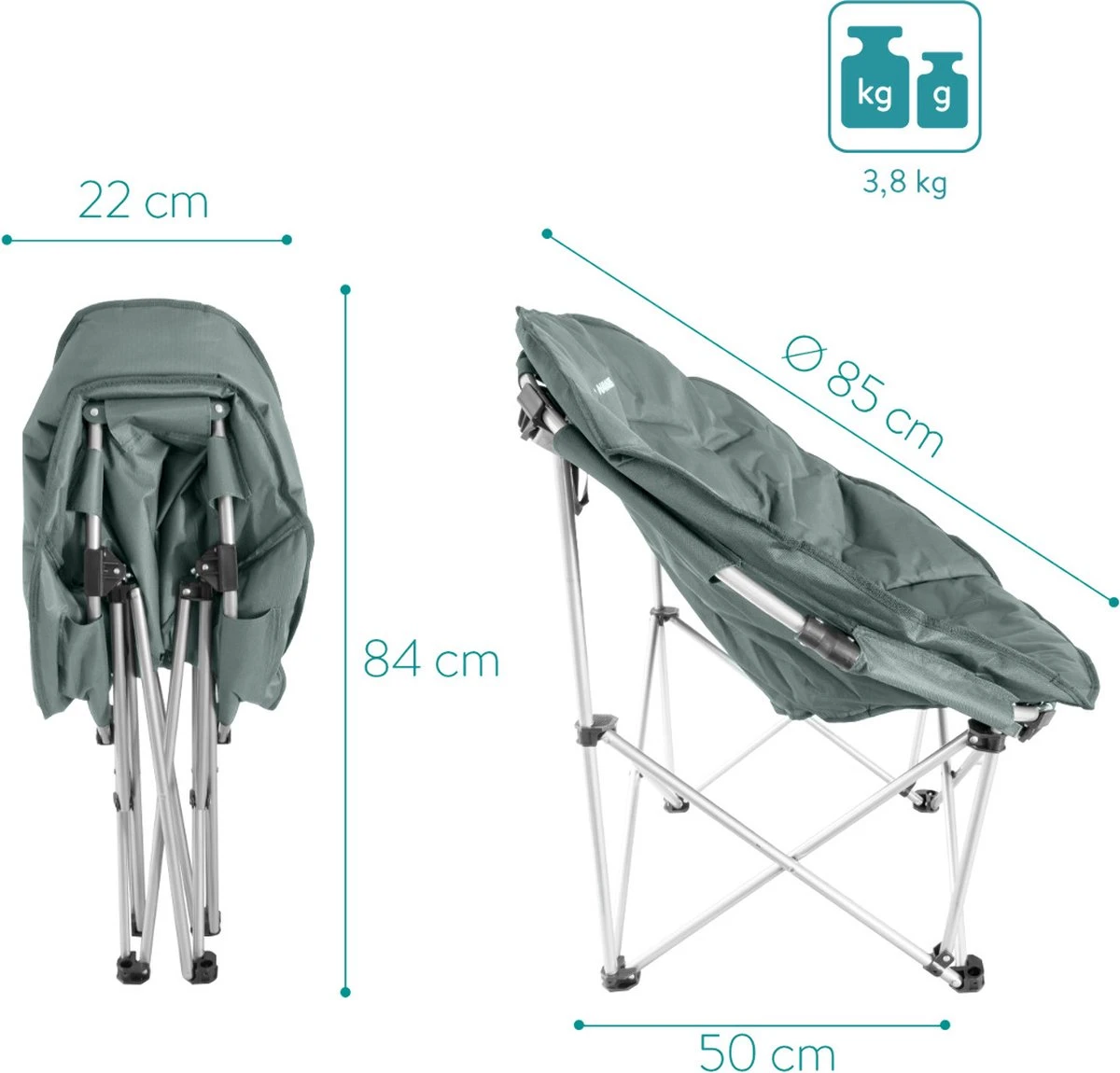 Navaris Klapstoel XXL - Campingstoel Met Opbergtas - Draagbare Stoel Voor Kamperen, Festivals En Vissen -Strandstoel - Inklapbaar - Grijs 4 Navaris Klapstoel XXL - Campingstoel Met Opbergtas - Draagbare Stoel Voor Kamperen, Festivals En Vissen -Strandstoel - Inklapbaar - Grijs - Afbeelding 4
