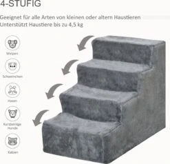 PawHut Huisdierentrap Hondentrap Met 4 Treden Kattentrap Met Afneembare Pluchen Hoes D06-091 -Buitenkampeer Winkel 1200x1154 2