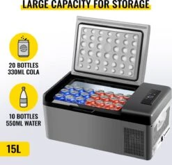 VEVOR - Coolbox - Koelbox 15L - Elektrische Coolbox - Draagbare Mini Koelkast - Draagbare Auto Vriezer 12/24Volt -Buitenkampeer Winkel 1200x1155