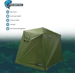 FisherPro Karpertent Met Stormcover – Vistent – Tent - Bescherming Tegen Zon En Wind – 100% Waterdichte Stormhoes – Met Handige Meeneemtas – Ook Geschikt Als Strandtent Of Festivaltent – Extra Veiligheid En Warmte Door Stormcover -Buitenkampeer Winkel 1200x1164 5