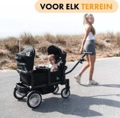 Deryan Luxe Sandy Bolderkar - Duo Buggy - Tandem Buggy - Opvouwbaar - Inklapbare Bolderwagen - Duo Kinderwagen - Zwart -Buitenkampeer Winkel 1200x1176 12