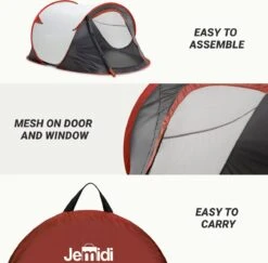 JEMIDI Tweepersoons Pop-up Tent - Opgooitent, Werptent Voor 2 Personen - Ideaal Als Festivaltent Of Kampeertent - Verschillende Kleuren -Buitenkampeer Winkel 1200x1179 4