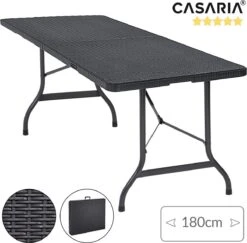 Casaria Tuintafel Opvouwbaar – Met Draaggreep 180x75 Cm – Zwart -Buitenkampeer Winkel 1200x1180 2