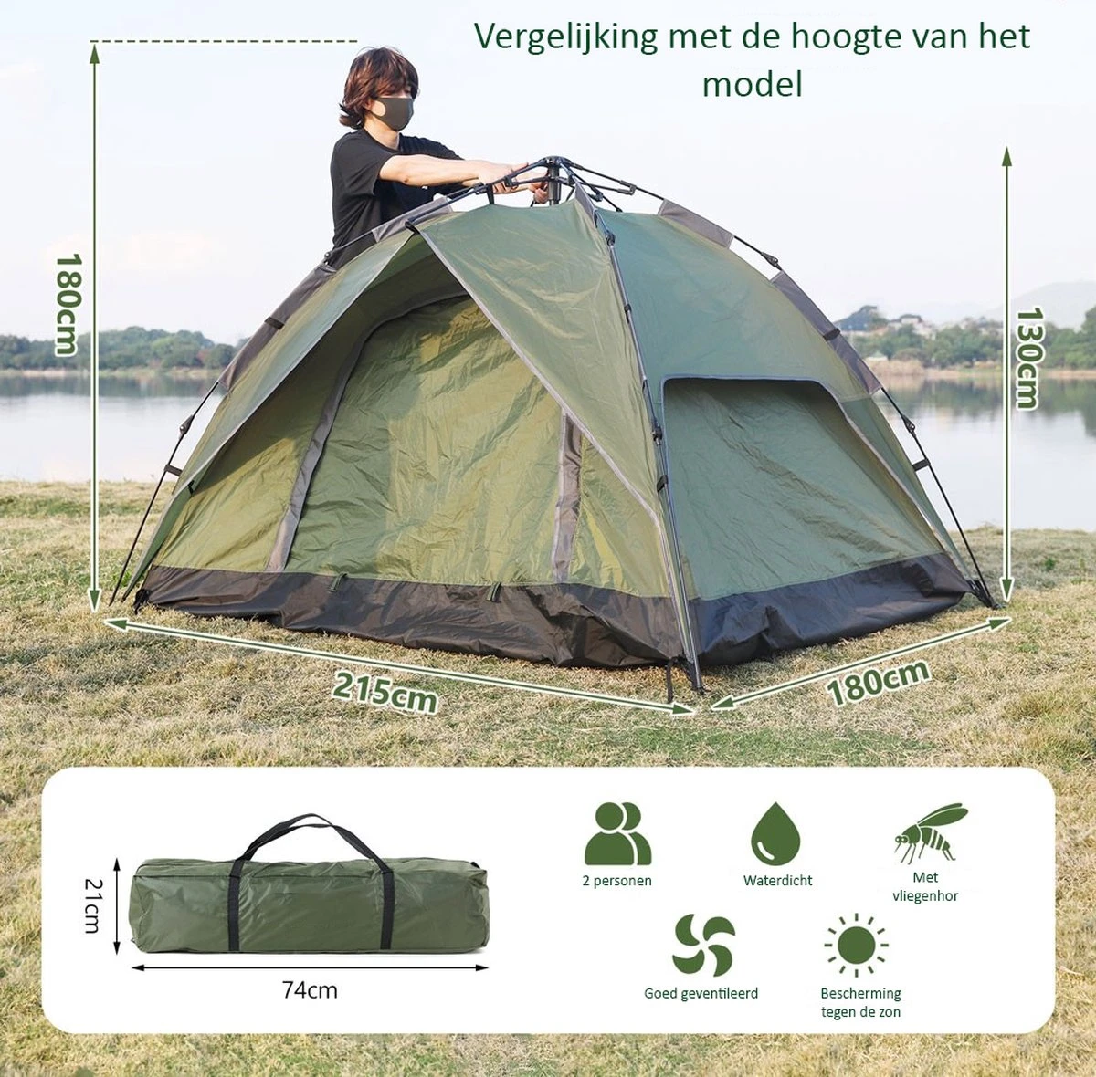 Sens Design Pop Up Tent - Tent - 2-3 Personen 7 Sens Design Pop Up Tent - Tent - 2-3 Personen - Afbeelding 7