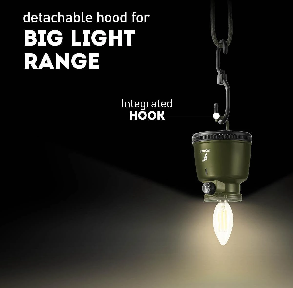 Favour L0818 Retro Camping Lamp Oplaadbaar LED, 320 Lumen, IP64 Waterdicht, Draagbare Kampeerlamp, Tentlamp, Acculamp, Traploos Dimbare Lamp Incl. Kaarslicht-modus, Groen 5 Favour L0818 Retro Camping Lamp Oplaadbaar LED, 320 Lumen, IP64 Waterdicht, Draagbare Kampeerlamp, Tentlamp, Acculamp, Traploos Dimbare Lamp Incl. Kaarslicht-modus, Groen - Afbeelding 5