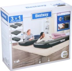 Bestway 3-in-1 Luchtbed - Connect - Zwart - 188x99cm - PVC/Polyester - Single, Double Single En Twin Opblaasbed - Tritech Materiaal - I-Beam Constructie -Buitenkampeer Winkel 1200x1184 11
