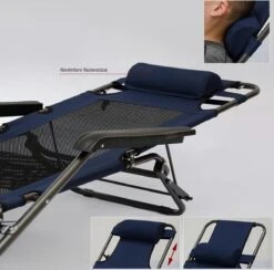 Ligstoel 180x60cm - Opvouwbaar Campingstoel Ligbed Strandstoel Tuinstoel Vouwligstoel Blauw -Buitenkampeer Winkel 1200x1184 3