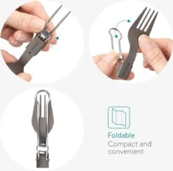 Navaris Campingbestek Van Titanium - Set Met Vork, Mes En Lepel - Inklapbaar - Bestekset Voor Onderweg - Inclusief Karabijnhaak En Bewaarzakje -Buitenkampeer Winkel 1200x1188 2