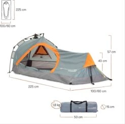 Where Tomorrow Solo Tent Pop Up 225X100X57 Cm - Grijs - 1 Persoons -Buitenkampeer Winkel 1200x1190 6