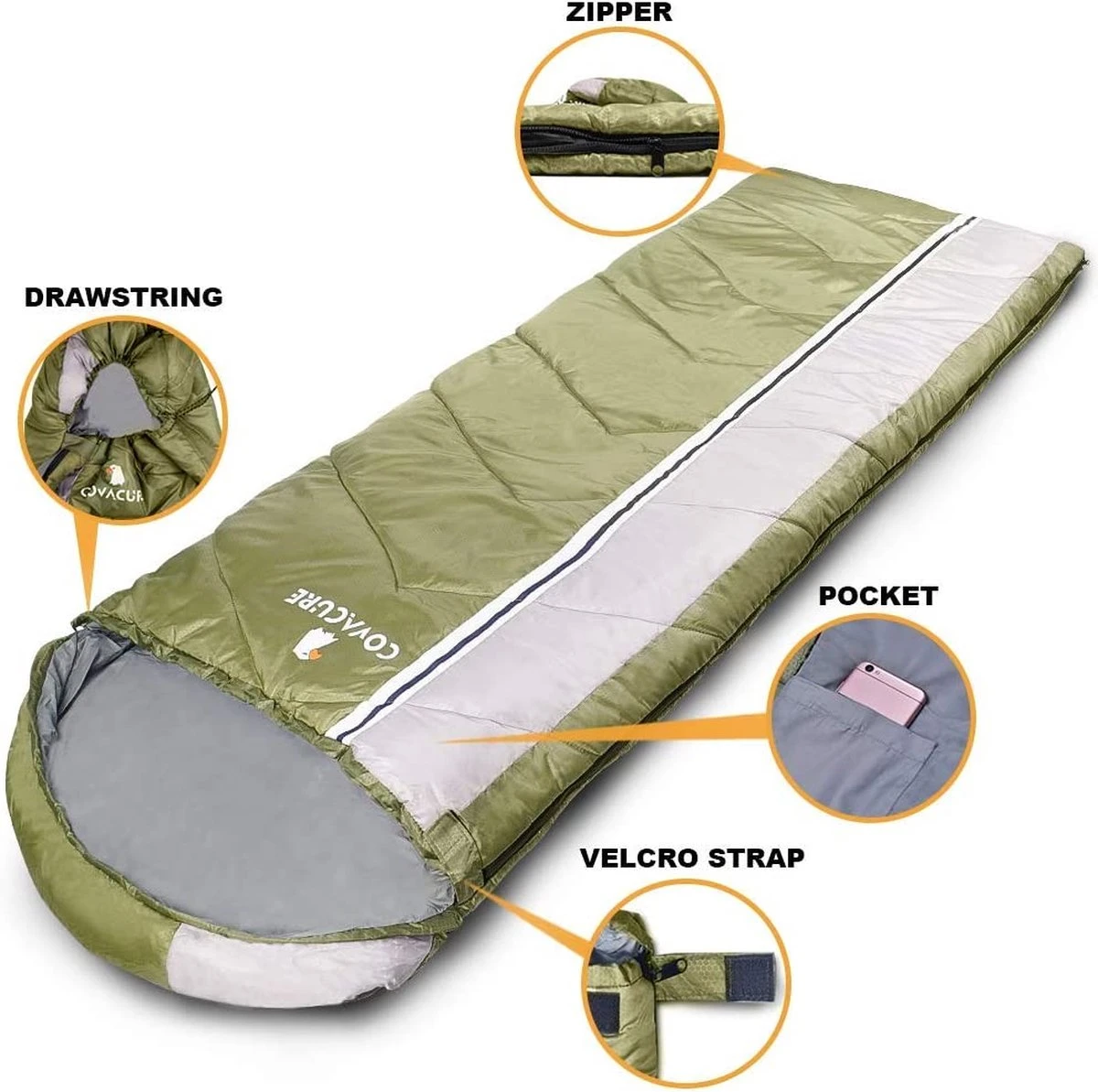 COVACURE 1.5/0.8kg Slaapzak, 3 Seizoenen Ultra Warm & Lichtgewicht Slaapzak Voor Volwassenen, Envelop Compacte Outdoor Slaapzakken Met Draagbare Compressie Tas Voor Camping, Rugzakken, Wandelen... 3 COVACURE 1.5/0.8kg Slaapzak, 3 Seizoenen Ultra Warm & Lichtgewicht Slaapzak Voor Volwassenen, Envelop Compacte Outdoor Slaapzakken Met Draagbare Compressie Tas Voor Camping, Rugzakken, Wandelen... - Afbeelding 3