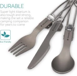 Navaris Campingbestek Van Titanium - Set Met Vork, Mes En Lepel - Inklapbaar - Bestekset Voor Onderweg - Inclusief Karabijnhaak En Bewaarzakje -Buitenkampeer Winkel 1200x1195 4