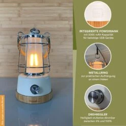 Skandika Kiruna LED-Lamp – Tentlampen – Campinglampen – Buiten Lantaarn – Buitenverlichting – Buiten Lamp - Retro Outdoor Camping Lamp Met Powerbank, Traploos Dimbaar, Draadloos, Oplaadbare Batterij, USB, Warm En Koud Wit, 75h Lichtduur – Groen -Buitenkampeer Winkel 1200x1200 1025