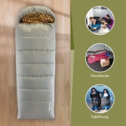 Skandika Dundee Flannel-R Slaapzak – Slaapzakken – Slaapzakken Volwassen - Maat M – Unisex - Katoen, Luxe Kwaliteit, Dubbele Slaapzak, 3 Seizoenen, Tot -20°C - 220 X 80 Cm - Outdoor Kampeerslaapzak – Ritssluiting Rechts - Grijs/geel -Buitenkampeer Winkel 1200x1200 1085