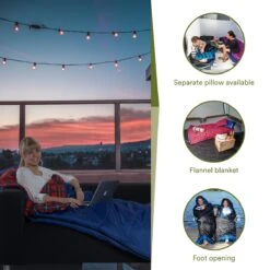 Skandika Dundee Flannel-L Slaapzak – Mummmieslaapzakken – Slaapzakken Volwassen - Maat M – Unisex - Katoen, Luxe Kwaliteit, Dubbele Slaapzak, 3 Seizoenen, Tot -20°C - 220 X 80 Cm - Outdoor Kampeerslaapzak – Ritssluiting Links - Zwart/blauw -Buitenkampeer Winkel 1200x1200 1092