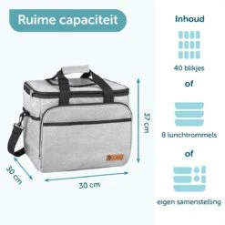 ForDig Koeltas XL Grijs (30 Liter) - Gemaakt Van 600D Polyester Met PEVA-Voering - Ruimte Voor 40 Blikjes Of 20 Halve Liter Flessen - Opvouwbaar Koel Tas Met Easy-Acces Flap - Ruimte Voor Bestek - Picknick Cool Bag - Coolerbag - Grote Cooler -Buitenkampeer Winkel 1200x1200 11