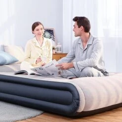 Sable Luxe Queen Size 2 Persoons Luchtmatras Met Ingebouwd Kussen, Opblaasbaar Luchtbed Met Ingebouwde Elektrische Pomp Voor Kamperen, Reizen Of Overnachtende Gasten Of Festival -Buitenkampeer Winkel 1200x1200 1142