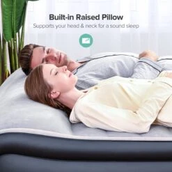 Sable Luxe Queen Size 2 Persoons Luchtmatras Met Ingebouwd Kussen, Opblaasbaar Luchtbed Met Ingebouwde Elektrische Pomp Voor Kamperen, Reizen Of Overnachtende Gasten Of Festival -Buitenkampeer Winkel 1200x1200 1145