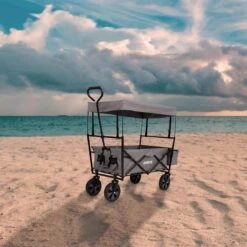 AREBOS Handwagen Vouwbare Dak Handwagen Vouwbare Trolley Uitrustingswagen Grijs -Buitenkampeer Winkel 1200x1200 1210