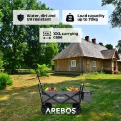 AREBOS Handwagen Vouwbare Dak Handwagen Vouwbare Trolley Uitrustingswagen Grijs -Buitenkampeer Winkel 1200x1200 1211