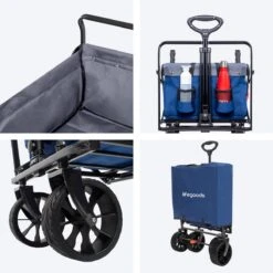 LifeGoods Bolderkar - Opvouwbaar - Tot 120KG - 103L - Extra Draagtas En Duwstang - Wasbaar Polyester - 98x45cm - Blauw/Grijs -Buitenkampeer Winkel 1200x1200 1233