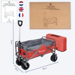 LifeGoods Bolderkar - Opvouwbaar - Tot 80KG - 94L - Wasbaar Polyester - 98x45cm - Rood/Grijs -Buitenkampeer Winkel 1200x1200 1246